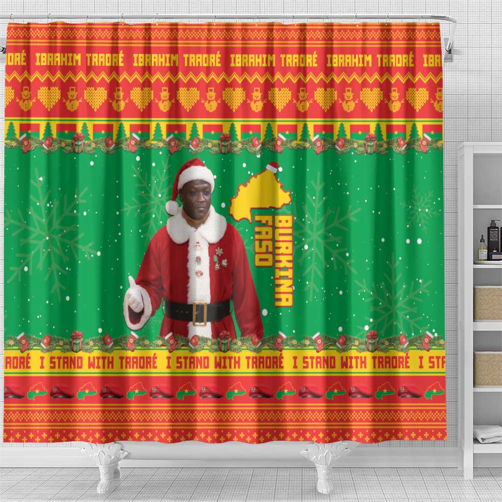 Afro Burkina Faso Christmas Spirit Shower Curtain Stand With Traore Stand With Hope - African Pride