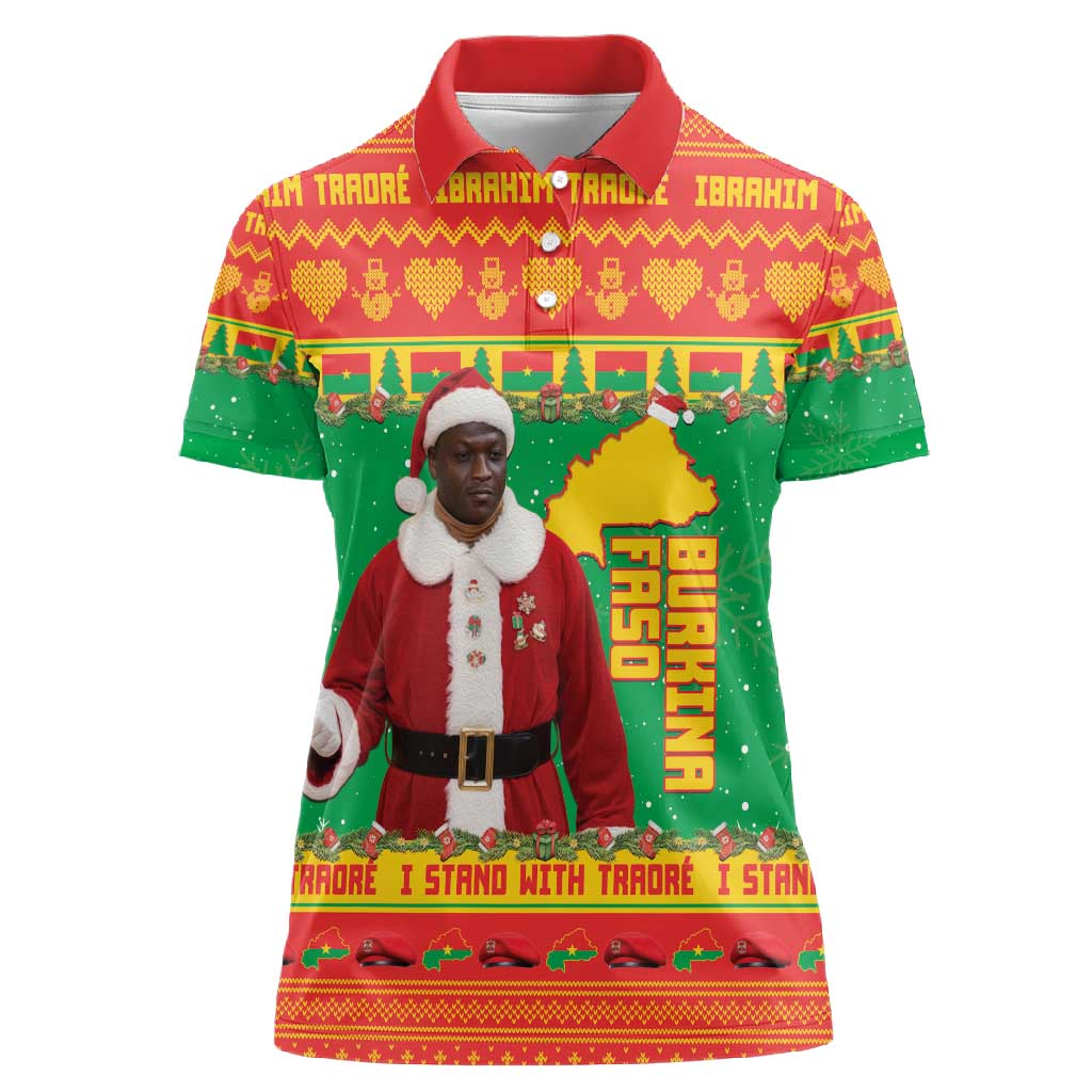 Afro Burkina Faso Christmas Spirit Women Polo Shirt Stand With Traore Stand With Hope - African Pride