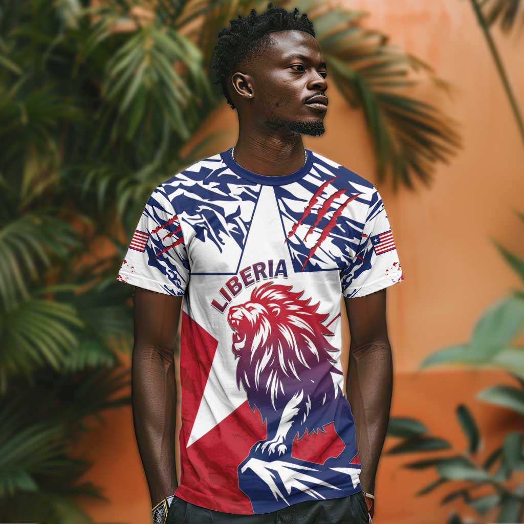 Personalised Afro Liberia T shirt African King Lion - Grunge Style