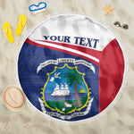 Personalised Liberia African Beach Blanket Coat Of Arms Flag