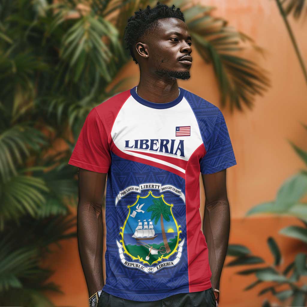 Personalised Liberia African T shirt Coat Of Arms Flag