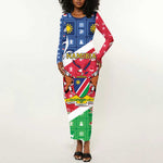 Afro Namibia Long Sleeve Bodycon Dress Coat Of Arms Christmas Style LT15