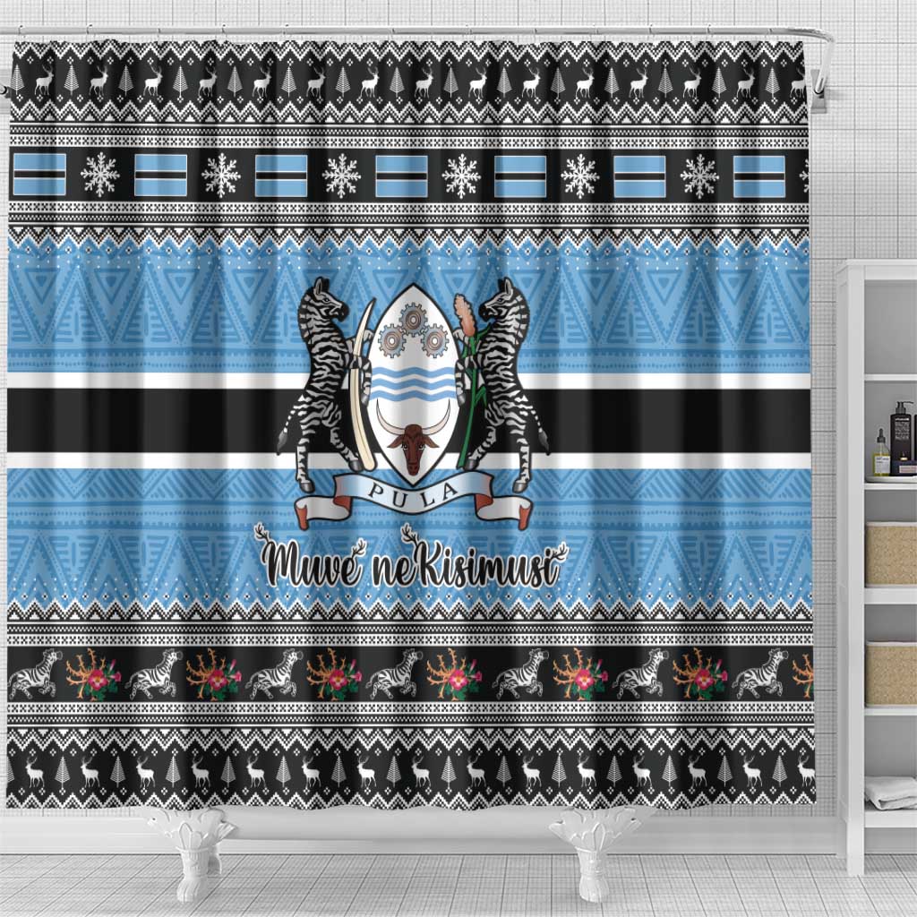 Afro Botswana Christmas Shower Curtain Coat Of Arms - African Pattern