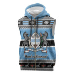 Afro Botswana Christmas Sleeveless Zip Hoodie Coat Of Arms - African Pattern - African Pride