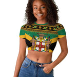 Afro-Jamaicans Raglan Cropped T shirt Coat Of Arms - Merry Christmas