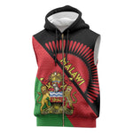 Personalized Afro Malawi Sleeveless Zip Hoodie Coat Of Arms - Southeastern Africa Pattern - African Pride