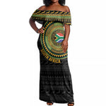 Personalised South Africa African Tribal Pattern Off Shoulder Maxi Dress Chest Arm Tattoo