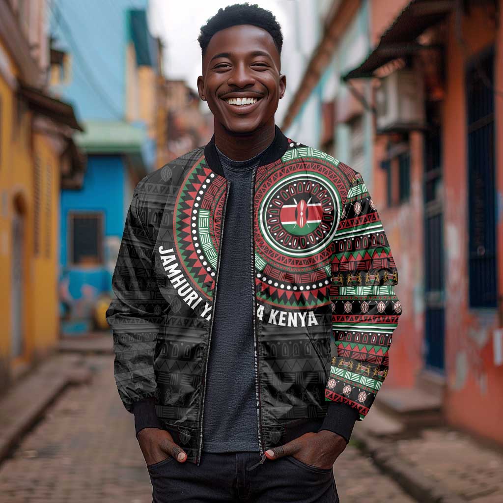Personalised Kenya African Tribal Pattern Bomber Jacket Chest Arm Tattoo