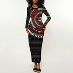 Personalised Kenya African Tribal Pattern Long Sleeve Bodycon Dress Chest Arm Tattoo LT15