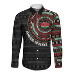 Personalised Kenya African Tribal Pattern Long Sleeve Button Shirt Chest Arm Tattoo