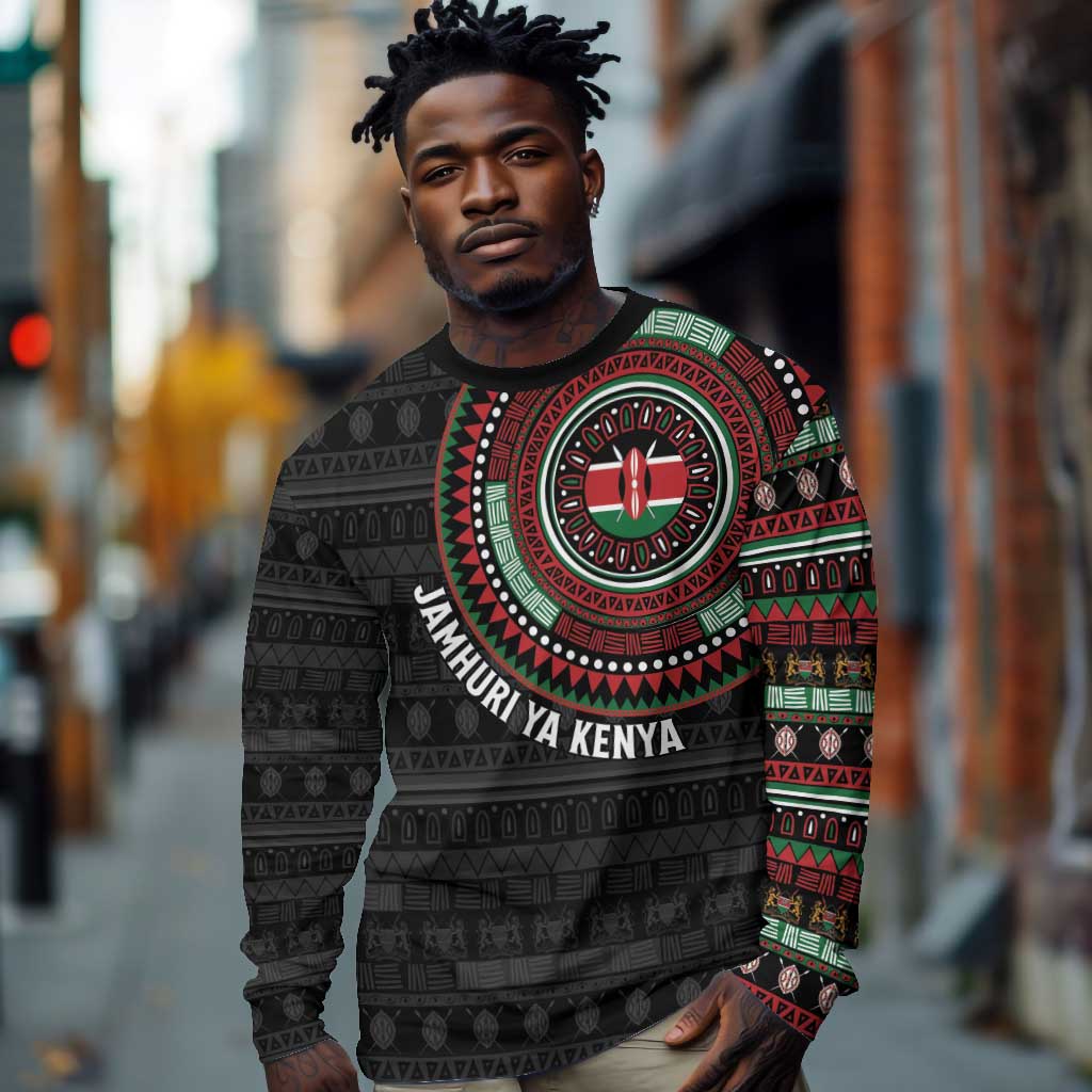 Personalised Kenya African Tribal Pattern Long Sleeve Shirt Chest Arm Tattoo
