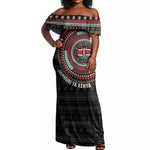 Personalised Kenya African Tribal Pattern Off Shoulder Maxi Dress Chest Arm Tattoo