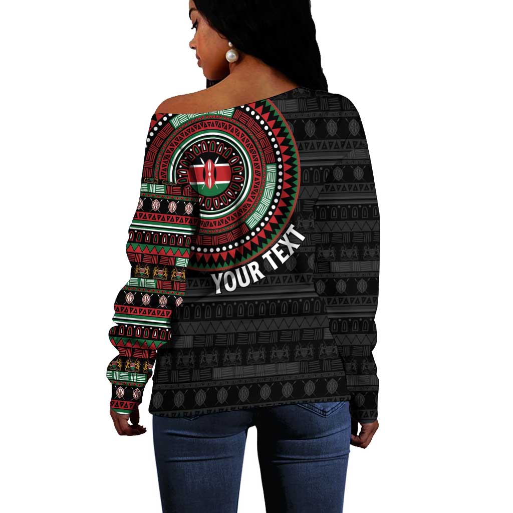Personalised Kenya African Tribal Pattern Off Shoulder Sweater Chest Arm Tattoo