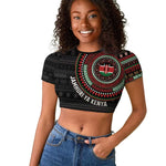 Personalised Kenya African Tribal Pattern Raglan Cropped T shirt Chest Arm Tattoo