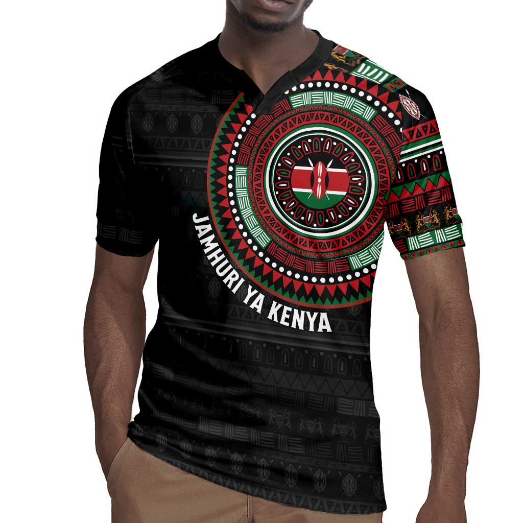 Personalised Kenya African Tribal Pattern Rugby Jersey Chest Arm Tattoo