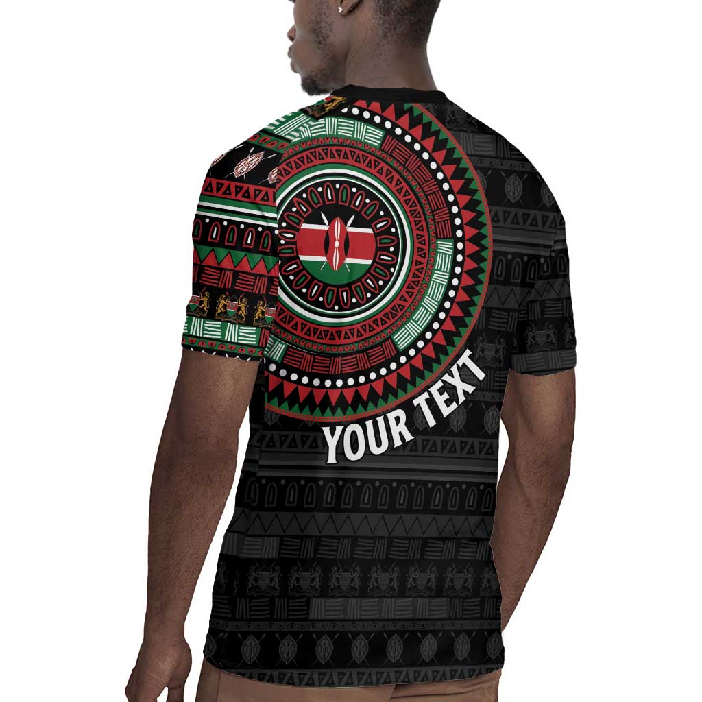 Personalised Kenya African Tribal Pattern Rugby Jersey Chest Arm Tattoo