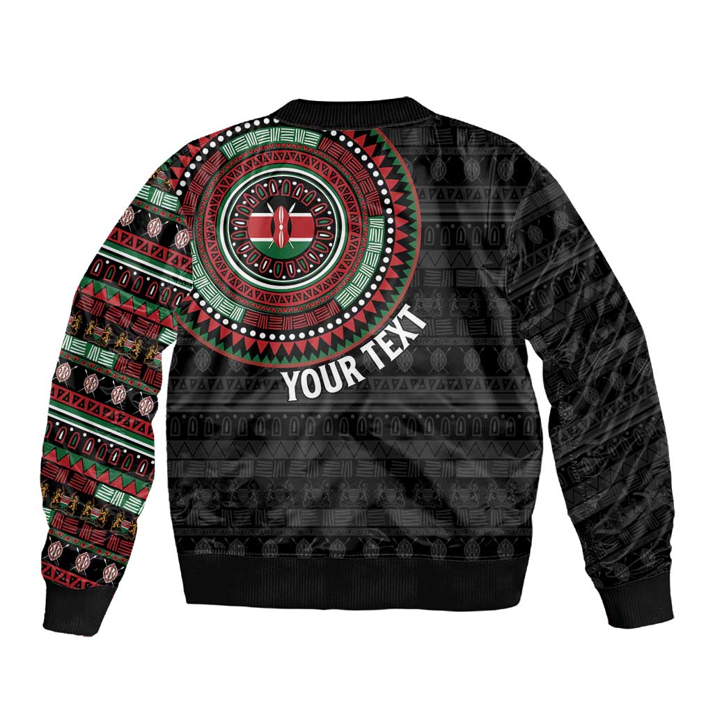 Personalised Kenya African Tribal Pattern Sleeve Zip Bomber Jacket Chest Arm Tattoo