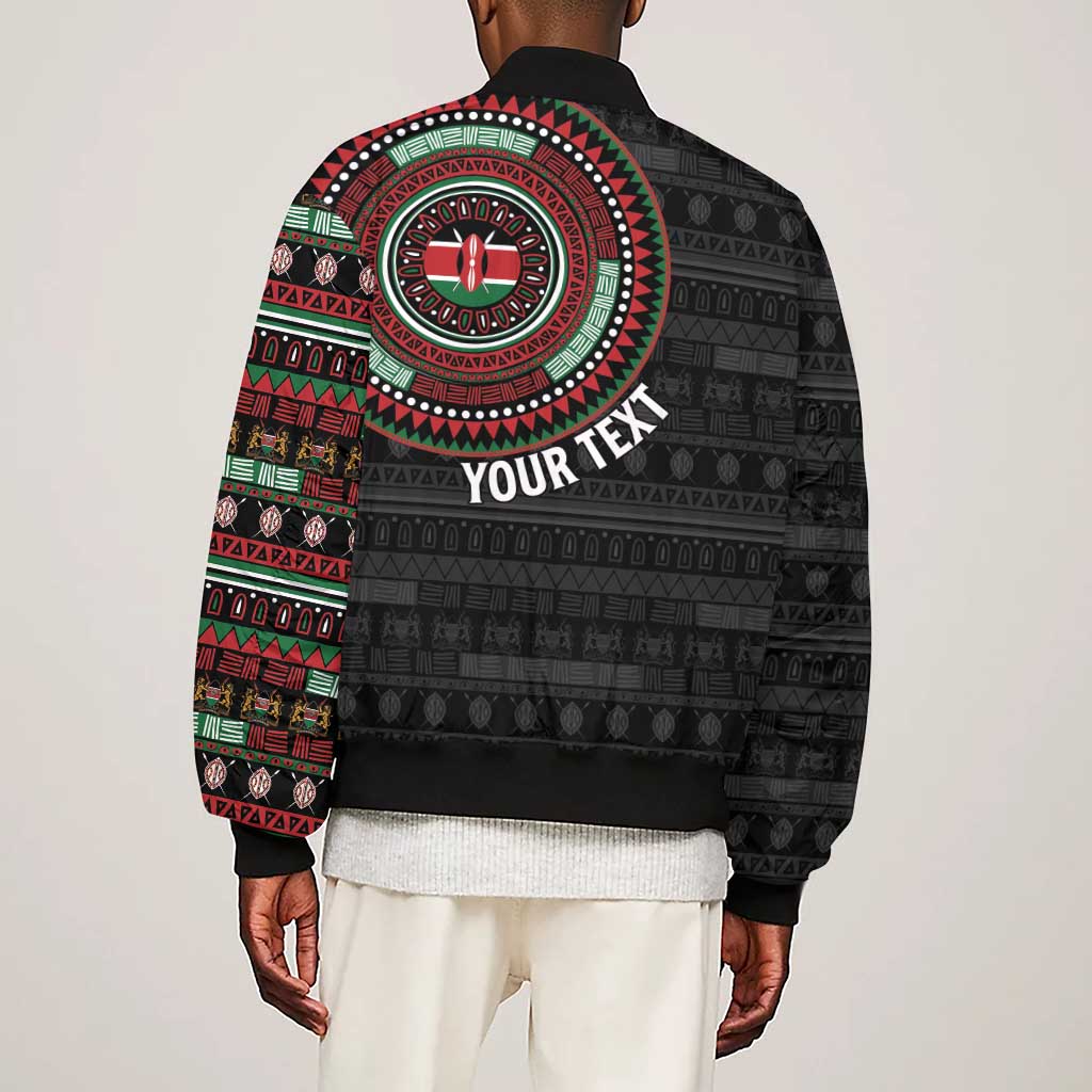 Personalised Kenya African Tribal Pattern Sleeve Zip Bomber Jacket Chest Arm Tattoo