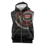 Personalised Kenya African Tribal Pattern Sleeveless Zip Hoodie Chest Arm Tattoo - African Pride