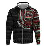 Personalised Kenya African Tribal Pattern Zip Hoodie Chest Arm Tattoo