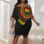 Personalised Ghana African Tribal Mix Kente Patterns Off Shoulder Short Dress Chest Arm Tattoo