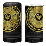 African Adinkra 4 in 1 Can Cooler Tumbler Sankofa Bird - Gold Version - Chest Arm Tattoo