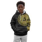 African Adinkra Kid Hoodie Sankofa Bird - Gold Version - Chest Arm Tattoo