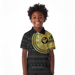 African Adinkra Kid Polo Shirt Sankofa Bird - Gold Version - Chest Arm Tattoo