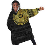 African Adinkra Kid Wearable Blanket Hoodie Sankofa Bird - Gold Version - Chest Arm Tattoo