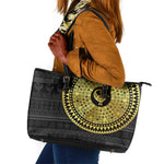 African Adinkra Leather Tote Bag Sankofa Bird - Gold Version - Chest Arm Tattoo
