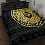 African Adinkra Quilt Bed Set Sankofa Bird - Gold Version - Chest Arm Tattoo