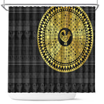 African Adinkra Shower Curtain Sankofa Bird - Gold Version - Chest Arm Tattoo
