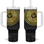 African Adinkra Tumbler With Handle Sankofa Bird - Gold Version - Chest Arm Tattoo