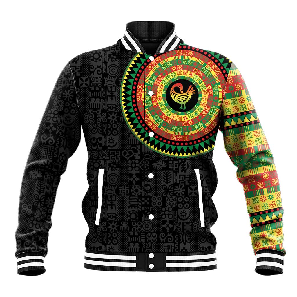 African Sankofa Bird Baseball Jacket Adinkra Symbols - Chest Arm Tattoo