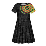 African Sankofa Bird Kid Short Sleeve Dress Adinkra Symbols - Chest Arm Tattoo
