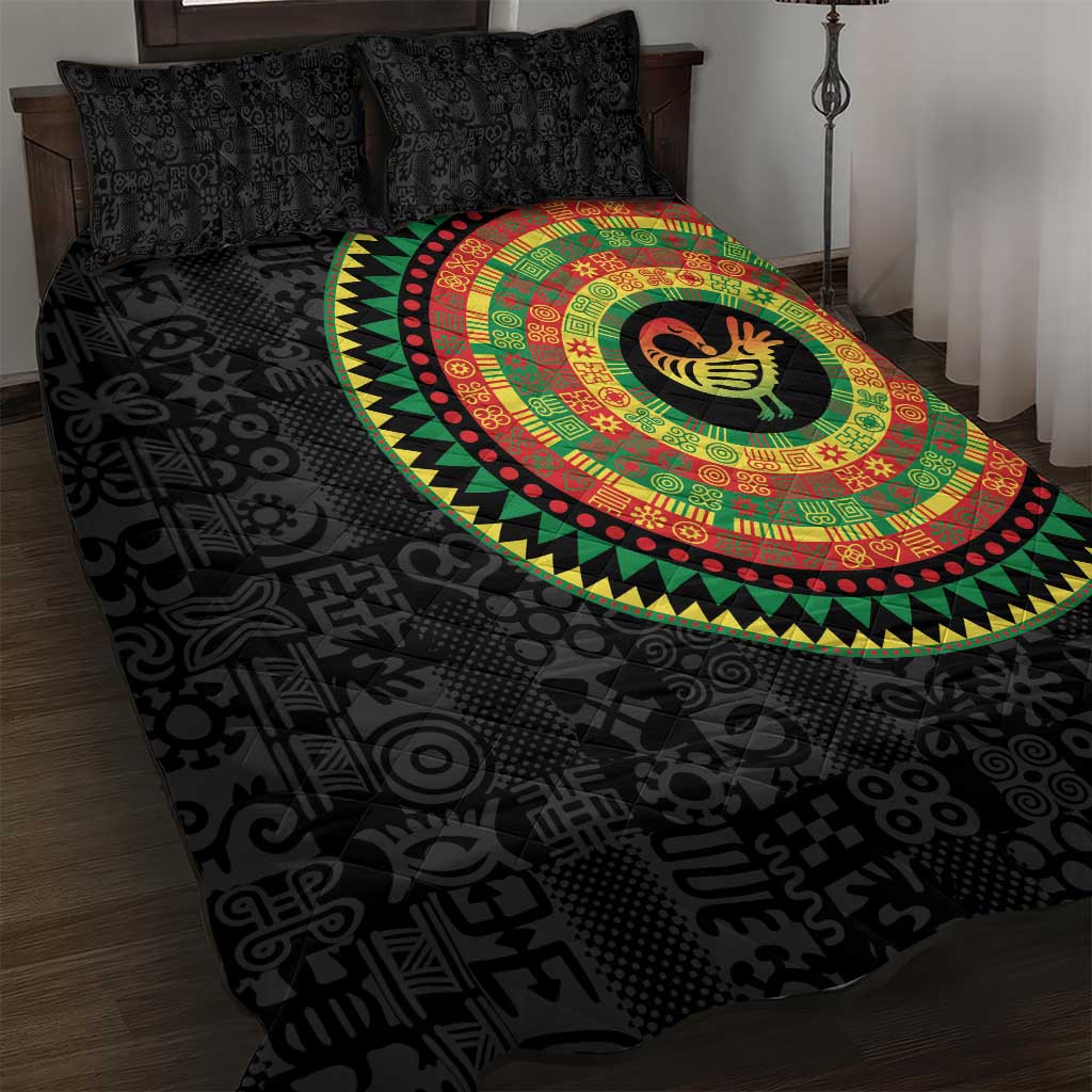 African Sankofa Bird Quilt Bed Set Adinkra Symbols - Chest Arm Tattoo