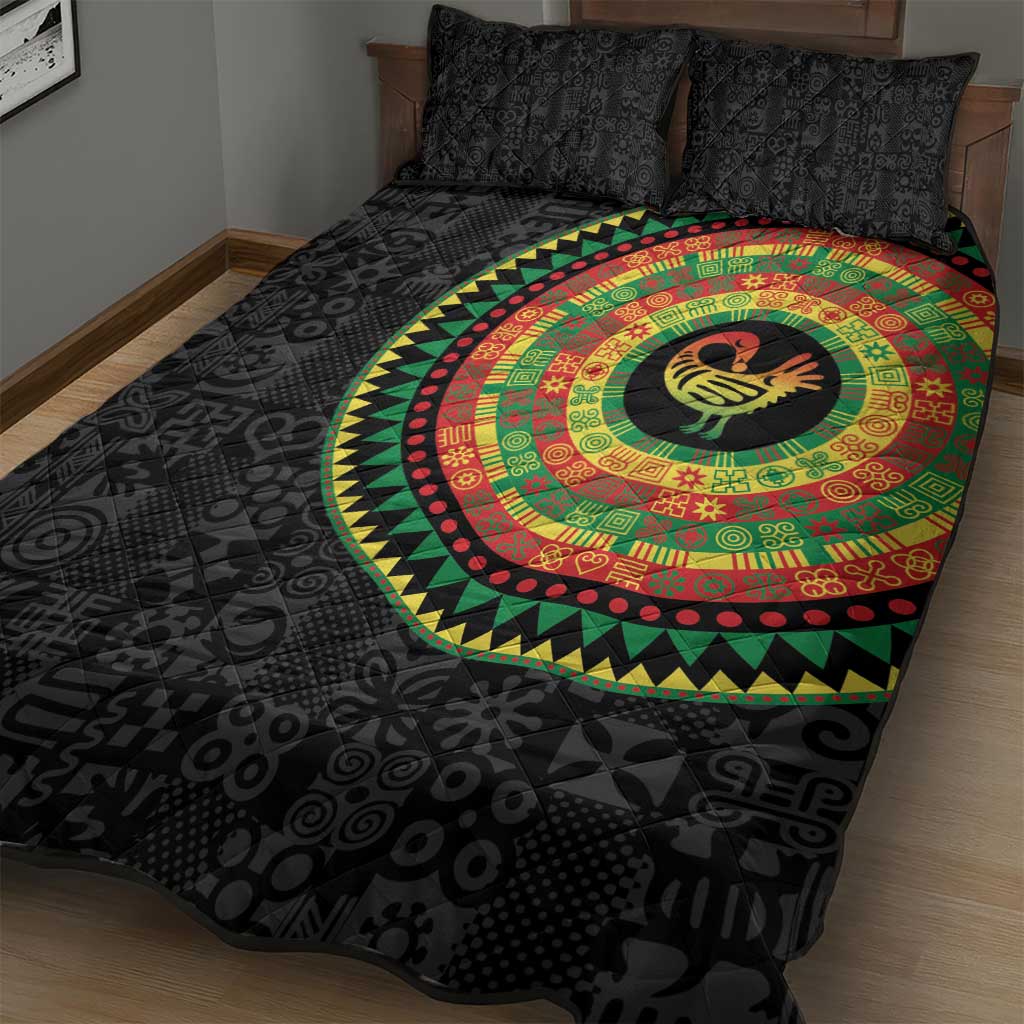 African Sankofa Bird Quilt Bed Set Adinkra Symbols - Chest Arm Tattoo