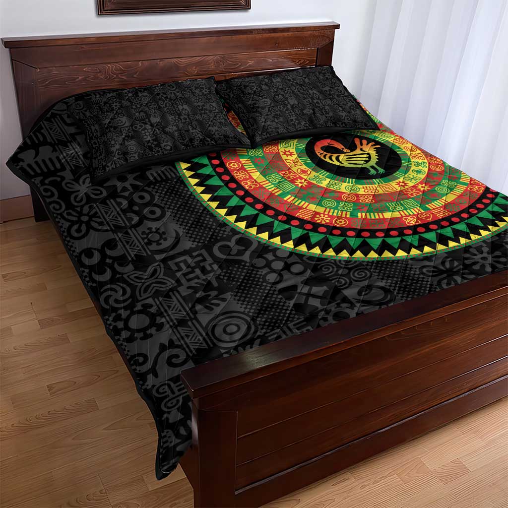African Sankofa Bird Quilt Bed Set Adinkra Symbols - Chest Arm Tattoo