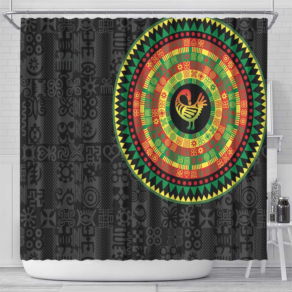 African Sankofa Bird Shower Curtain Adinkra Symbols - Chest Arm Tattoo