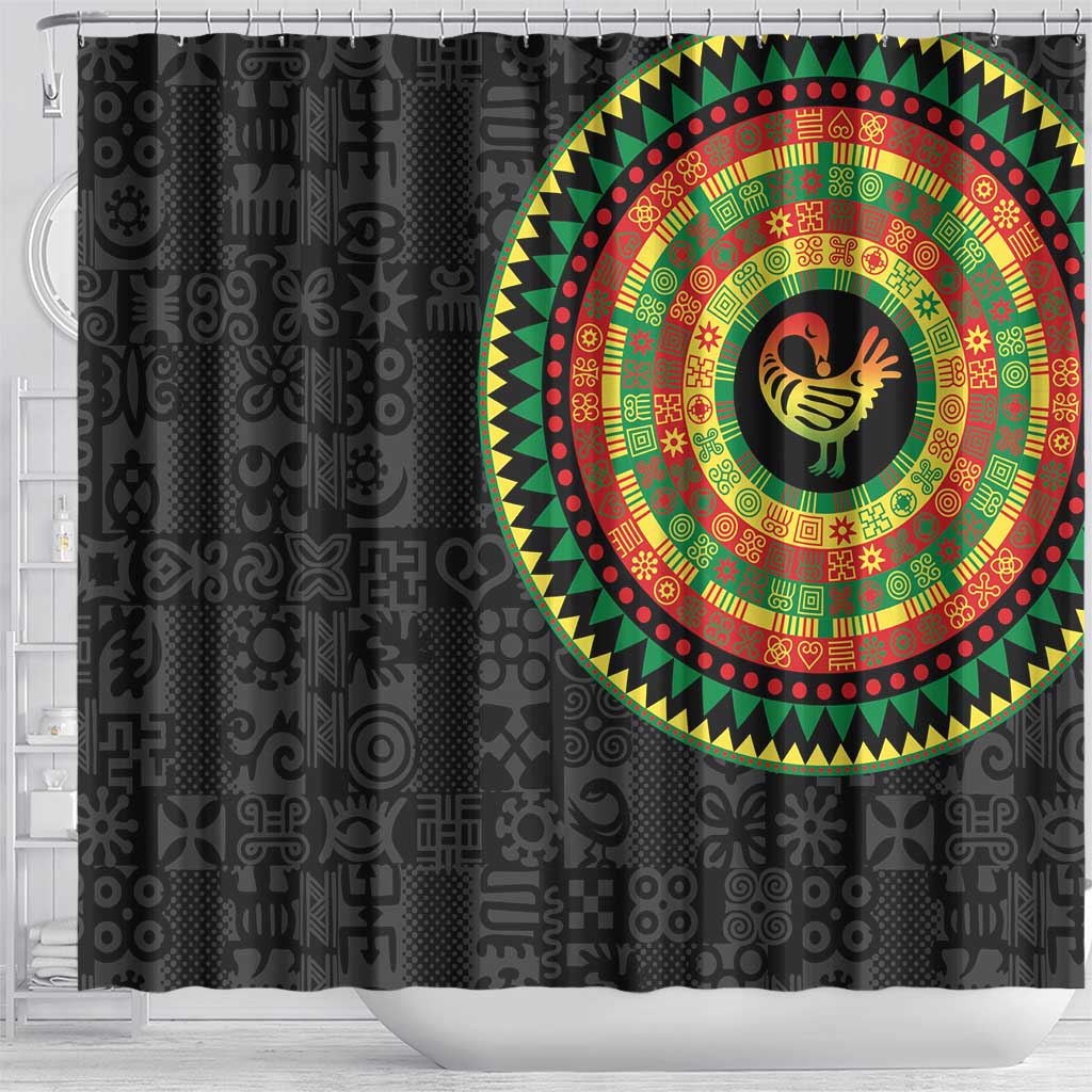 African Sankofa Bird Shower Curtain Adinkra Symbols - Chest Arm Tattoo
