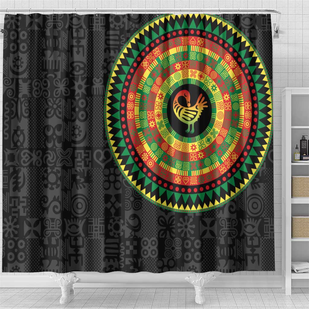 African Sankofa Bird Shower Curtain Adinkra Symbols - Chest Arm Tattoo