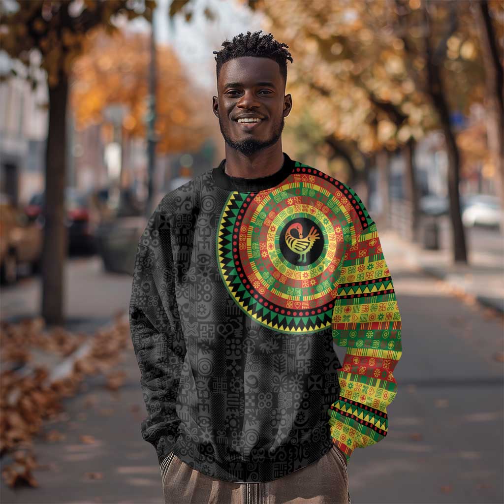 African Sankofa Bird Sweatshirt Adinkra Symbols - Chest Arm Tattoo