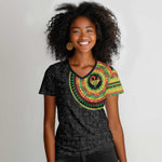 African Sankofa Bird Women V-Neck T-Shirt Adinkra Symbols - Chest Arm Tattoo