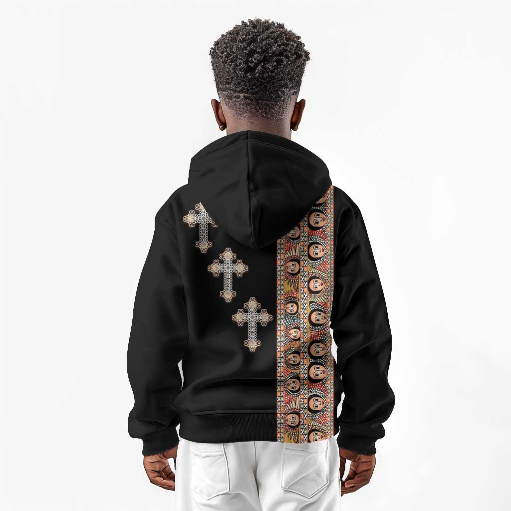 Ethiopia Angels Tilet With Cross Kid Hoodie Black Color