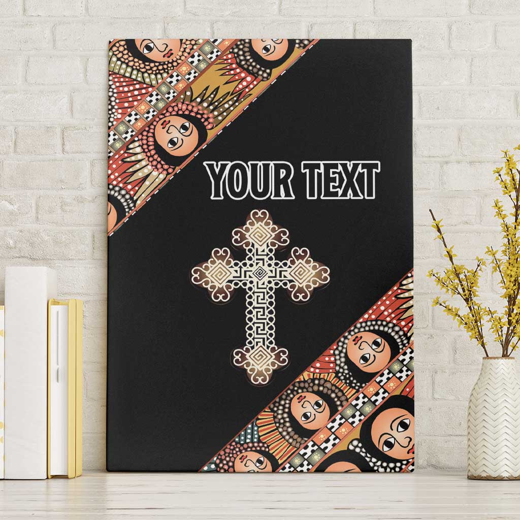 Personalized Ethiopia Canvas Wall Art Ethiopian Orthodox Church Angel Black Color