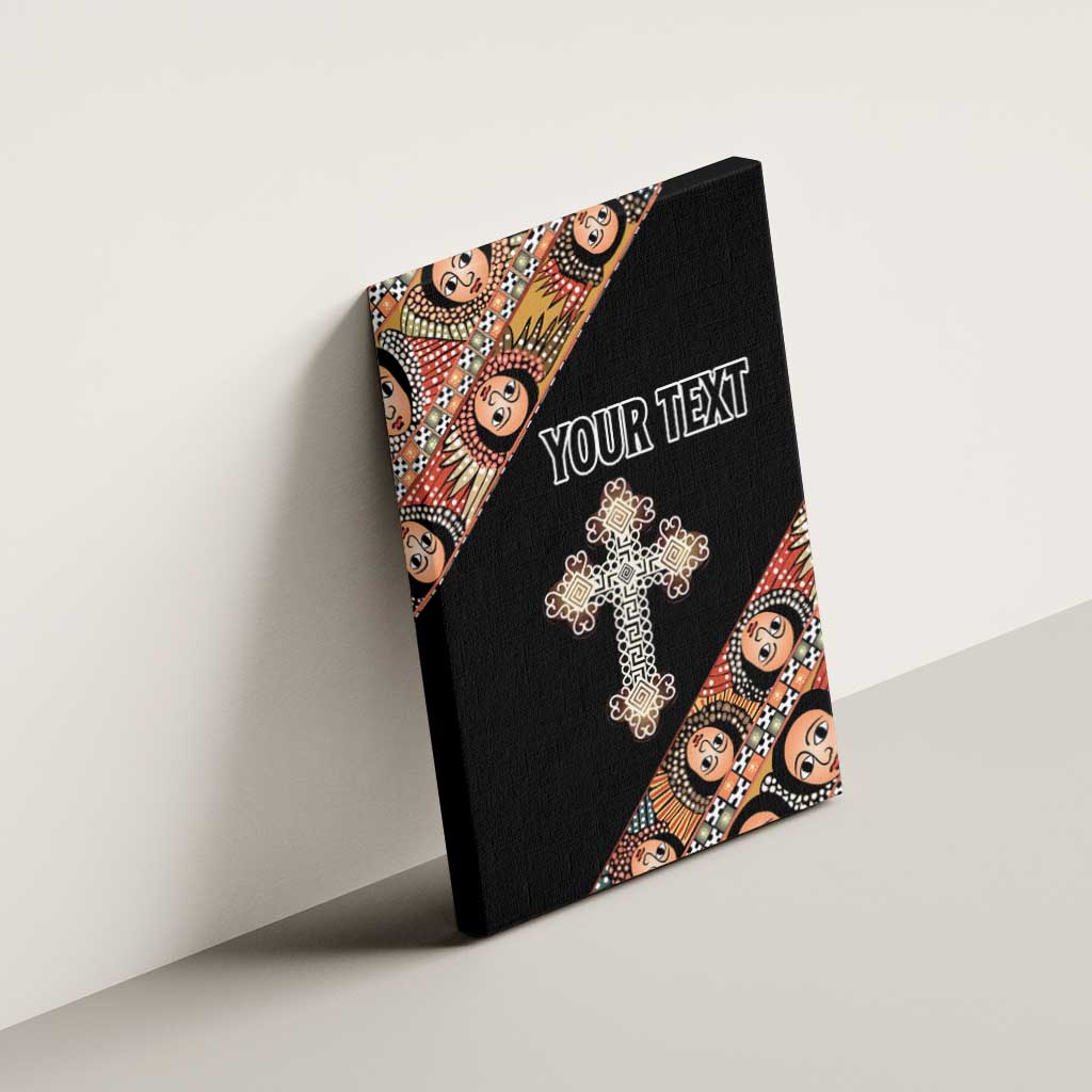 Personalized Ethiopia Canvas Wall Art Ethiopian Orthodox Church Angel Black Color