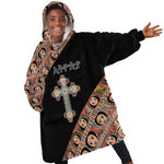 Personalized Ethiopia Kid Wearable Blanket Hoodie Ethiopian Orthodox Church Angel Black Color