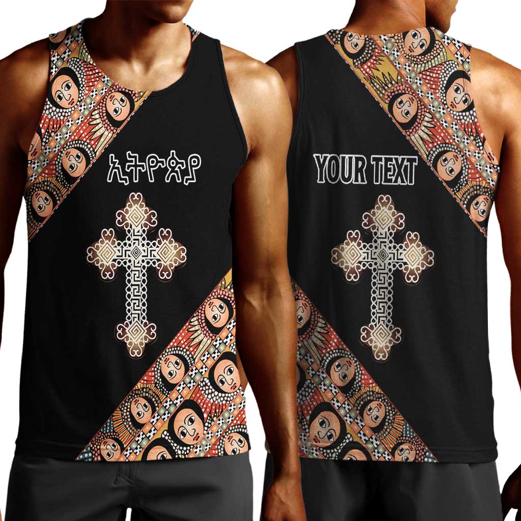 Personalized Ethiopia Men Tank Top Ethiopian Orthodox Church Angel Black Color