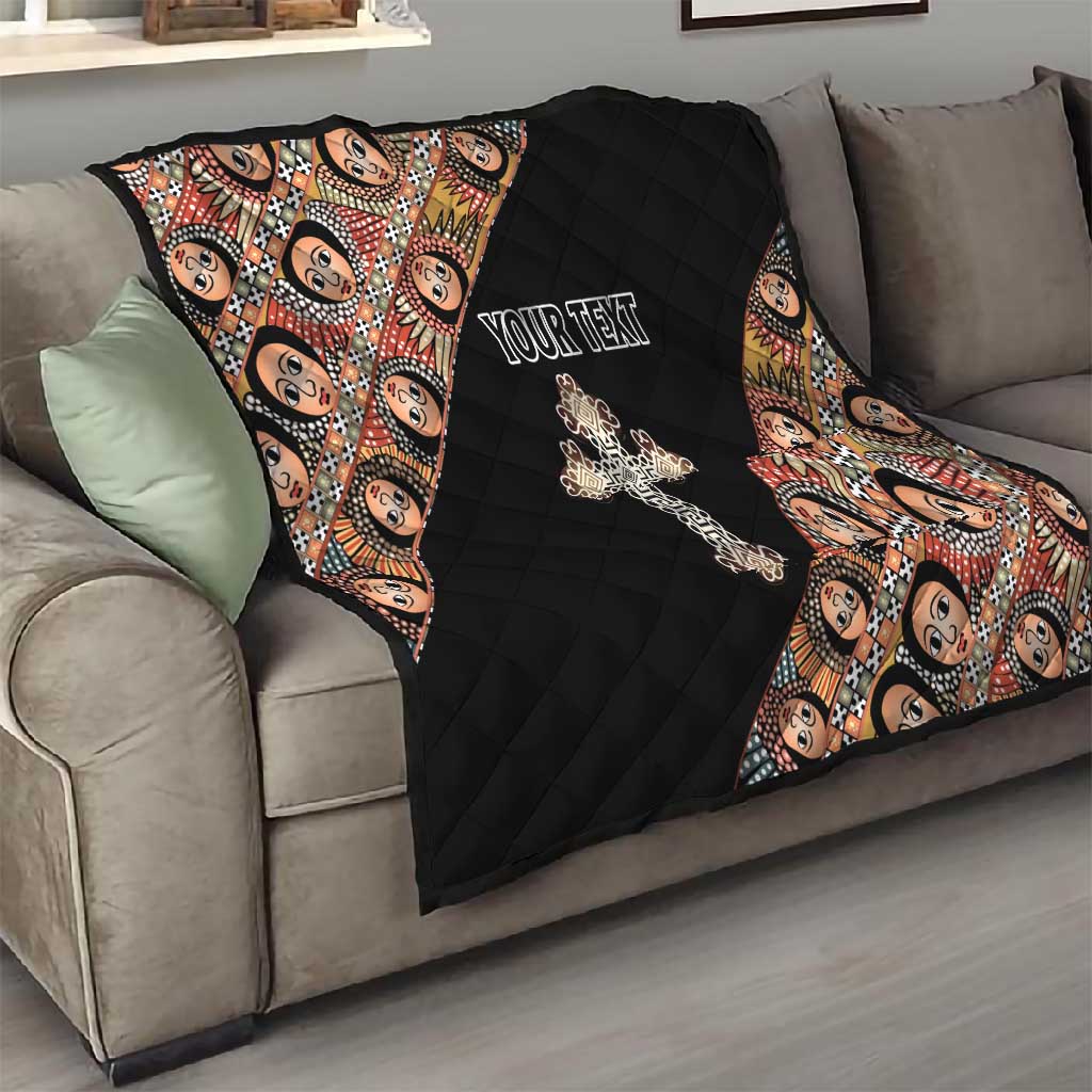 Personalized Ethiopia Quilt Ethiopian Orthodox Church Angel Black Color