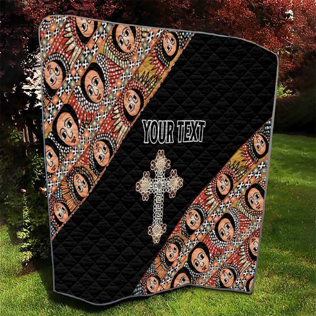 Personalized Ethiopia Quilt Ethiopian Orthodox Church Angel Black Color
